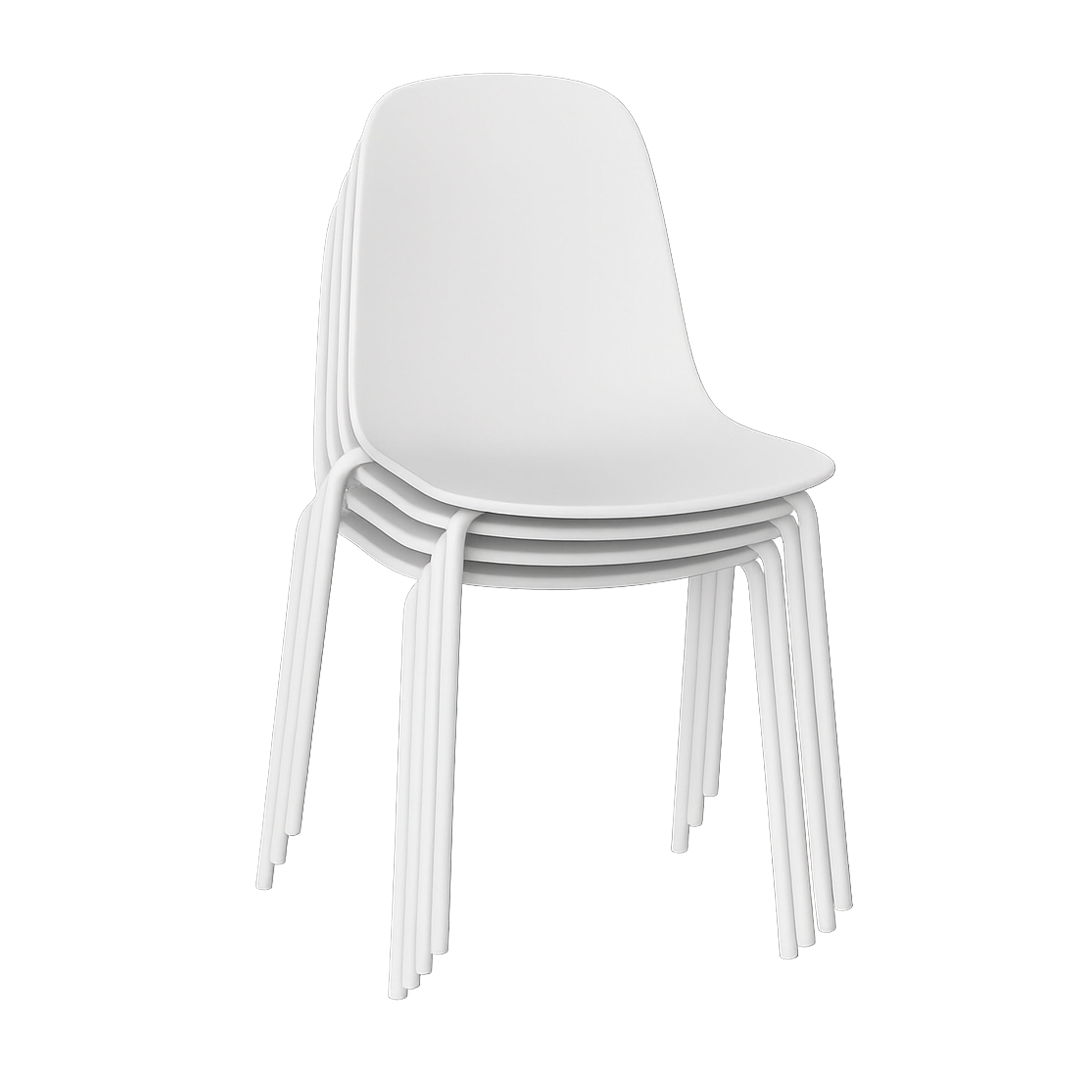 Mainstays Modern Stackable Dining Chairs, Set of 4, White