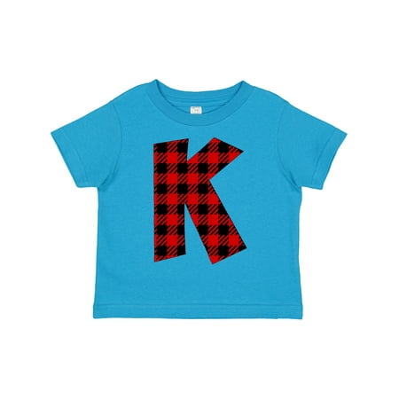 

Inktastic Red Buffalo Plaid Initial K Gift Toddler Boy or Toddler Girl T-Shirt