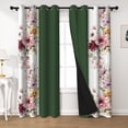 thumbnail image 2 of Lfeey Floral Blackout Curtains for Bedroom, Green, Room Darkening Thermal Insulated Panels Set of 2, 42x96 Inch, 2 of 7