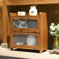 thumbnail image 2 of 2 Tiered Storage Cabinet, Countertop Cabinet, Wood Organizer for Kitchen Living Room Bedroom Office, 15.75 x 14.5 x 6.5 (no Pattern, Double Door, Brown), 2 of 6