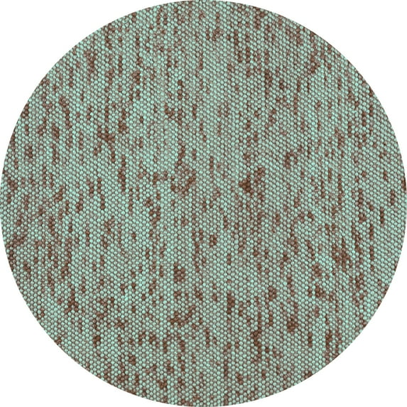 Ahgly Company Machine Washable Indoor Round Abstract Turquoise Blue Contemporary Area Rugs, 4' Round