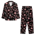 thumbnail image 2 of Xixirimido Christmas Candy Cane Snowflake Print Mens Pajama Set Soft Button Down Notched Collar Pjs Long Sleeve 2 Piece Sleepwear Lounge Nightwear with Pockets, Medium, 2 of 4