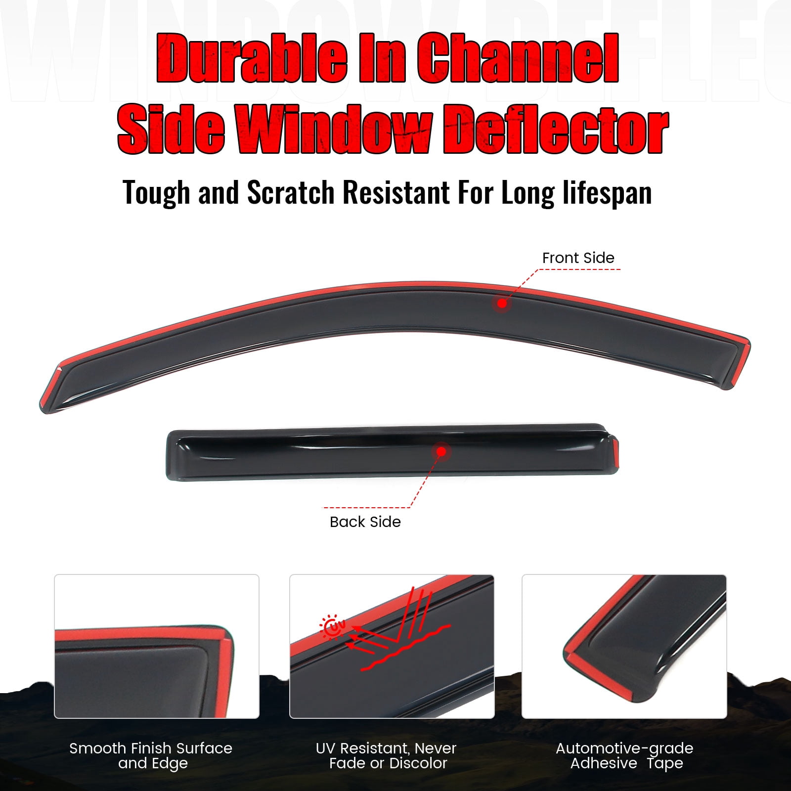 Ikon Motorsports In-Channel Window Visors Fits 2010-2017 GMC Terrain, Slim Style Side Door Rain Vent Guard Deflectors, Acrylic Smoke 4PCS