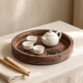 thumbnail image 2 of Round Distressed Wood Candle Tray, Rustic Farmhouse Decor for Coffee Table, Bathroom Vanity & Home Centerpieces, Candle Holder Tray Home Decor - 9.7 Inch, 2 of 7