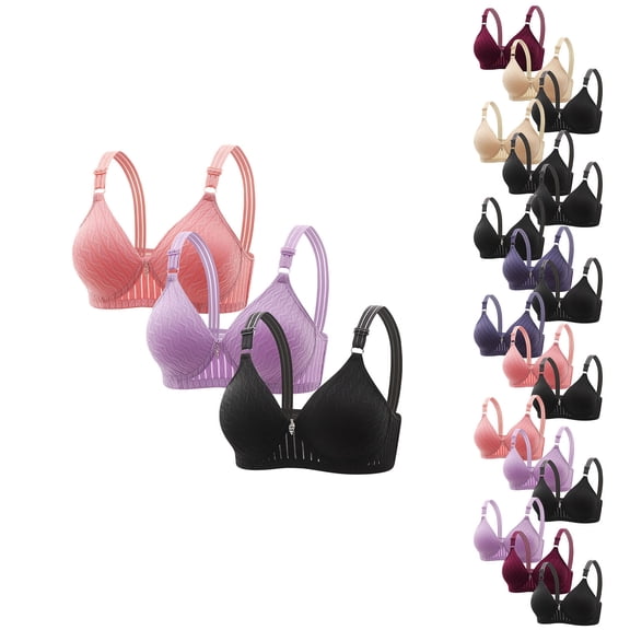 CHUMUD Women's Full Coverage 3 Pack Supportive Adjustable Straps Comfortable T-Shirt Bra