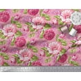 thumbnail image 3 of Soimoi Georgette Viscose Fabric Leaves & Peony Floral Printed Fabric 1 Yard 42 Inch Wide, 3 of 3