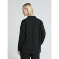 thumbnail image 3 of Time And Tru Women's and Women's Plus Linen Oversized Shirt with Long-Sleeves, Sizes XS-4X, 3 of 5