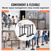 KFFKFF Queue Management Posts, Set of 6 Crowd Management Barriers, Carbon Steel with Baked Paint Finish, Stanchion Post Featuring Sign Holder & Trio of 6.5FT Extendable Straps, Line Separator