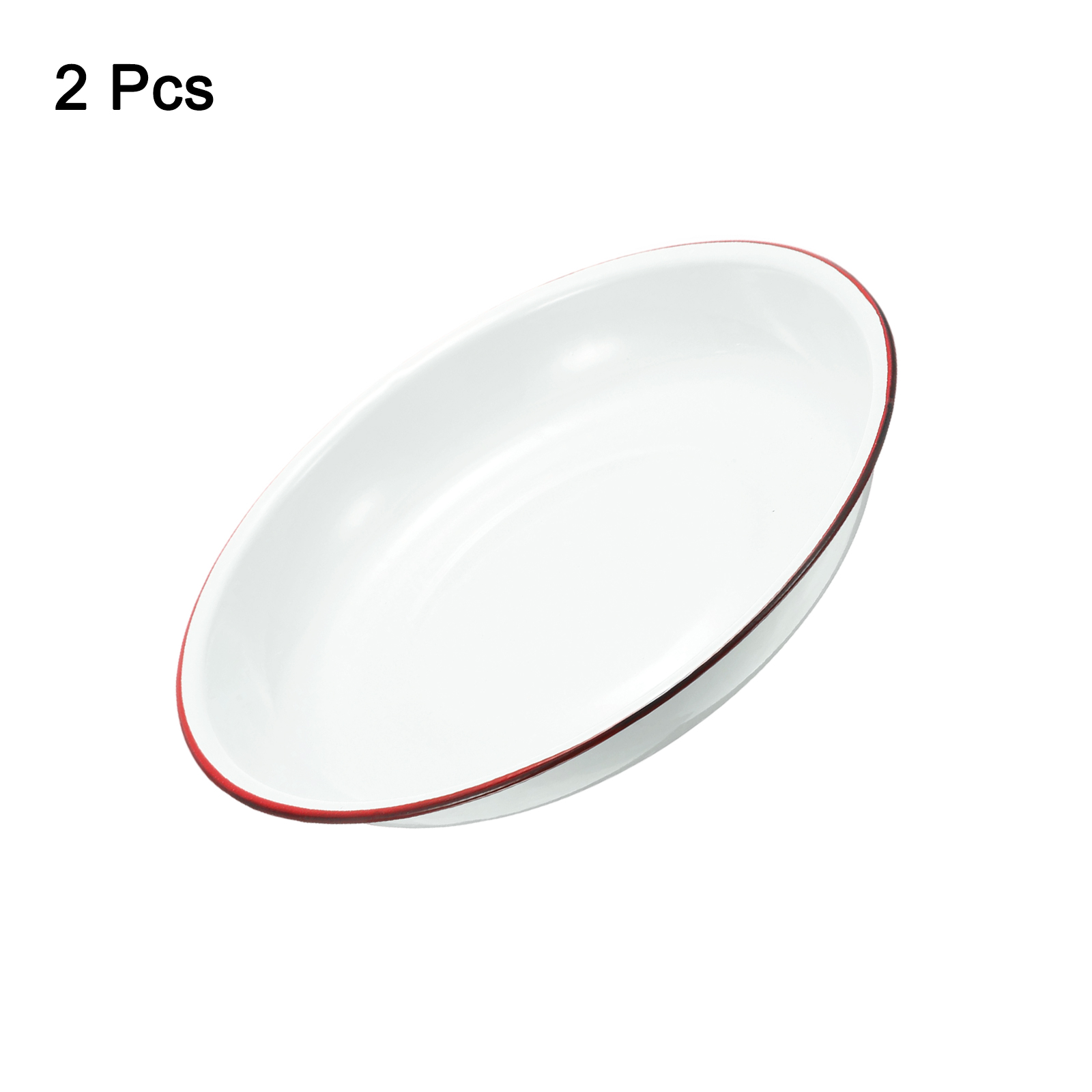 Uxcell 2pcs Tray Palette  9.5" / 24cm Enameled Metal Classic Round Tray , White