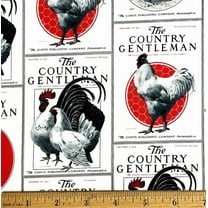 1 Yard - Chickens & Roosters Country Gentleman Magazine Block Cotton Fabric (Great for Quilting, Sewing, Craft Projects, Throw Pillows & More) 1 Yard X 44" Wide