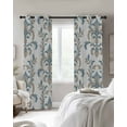 thumbnail image 3 of Blue Tan Flower Blackout Curtains 45 Inches Long for Bedroom, Abstract Vintage Ethnic Tribal Boho Thermal Insulated Room Darkening Black Out Window Curtain Panels Grommet Drapes for Living Room, 3 of 8