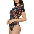 thumbnail image 2 of Naloa Colorful Mexican2 Women's Short-Sleeved Onesie, One-Piece Swimsuit for Parties, dates, clubs - Medium, 2 of 9