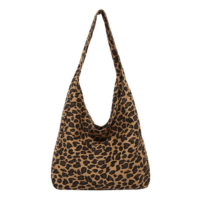 Bolso Hombro Retro Leopardo para Mujer Bolso Lona Con Múltiples Bolsillos para Las Axilas (marrón)
