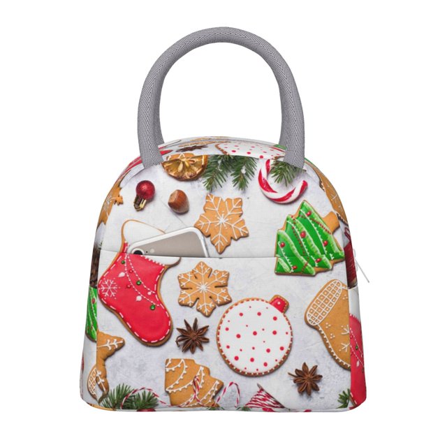 Disketp Christmas Gingerbread Cookies Bolsa Térmica para Almuerzo, Lonchera con Abertura Amplia y Gran Capacidad, Organizador Reutilizable para Mujeres, Hombres y Adultos