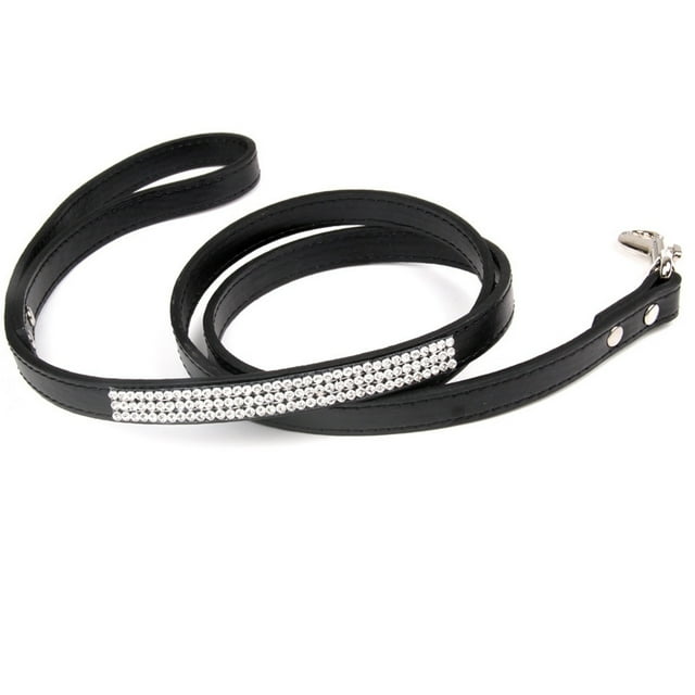 Rhinestone Pet Leash Sturdy Fake Leather Dog Training Rope Dog Walking Leash