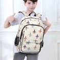 thumbnail image 6 of FORMRS Kids Backpack for School Unisex 17" Casual Bookbag Travel Daypack with Compartment Pockets, Beige Cartoon Planes Pattern, 6 of 7