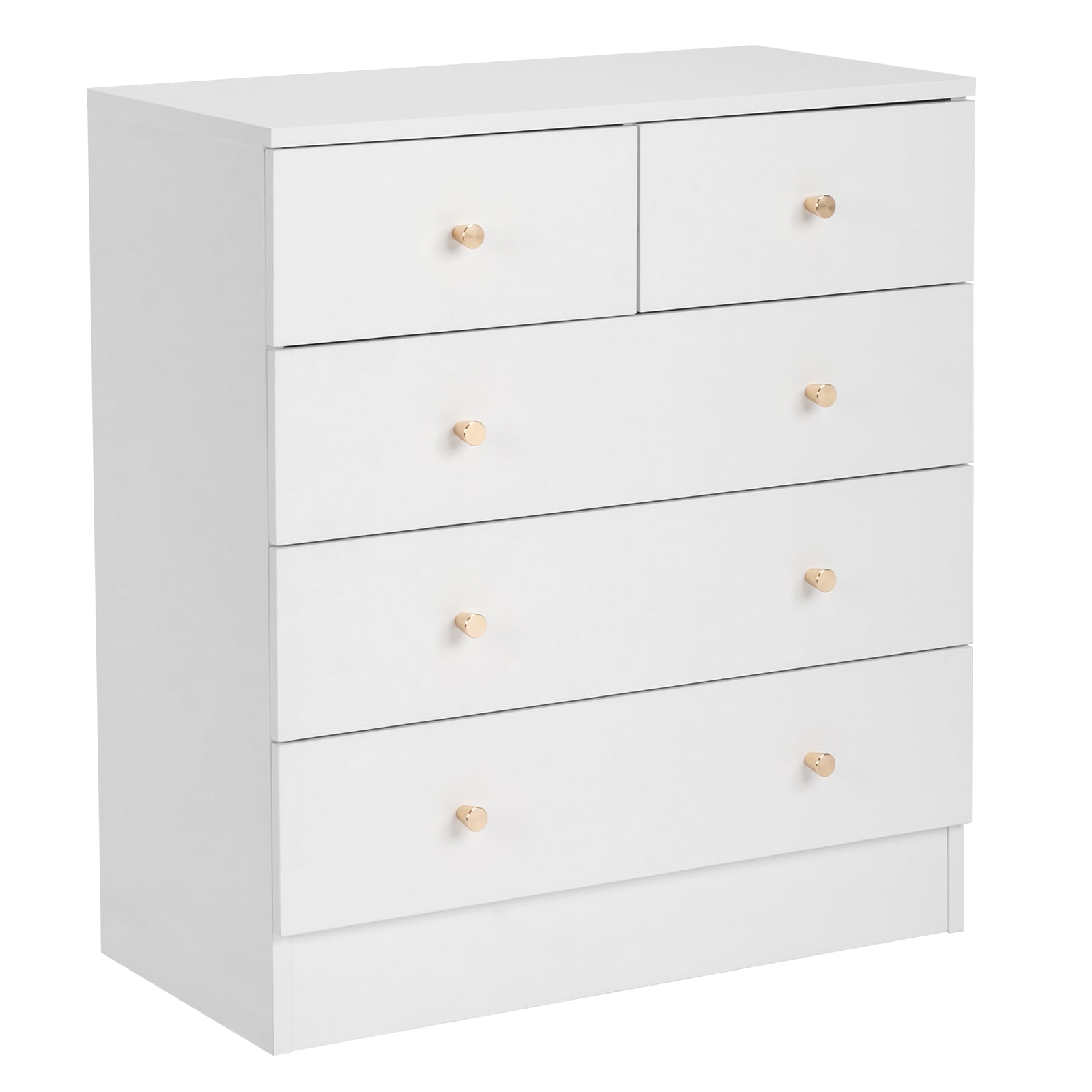 Astoutdoor 5-Drawer Dresser, White Particle Board Chest with Textured Melamine Finish, 25.98 x 13 x 22.64 in