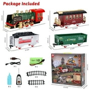 AOKESI Electric Train Set Around The Christmas Tree with Smoke, Sound & Light, Remote Control Train Toys Kids Rechargeable Electric Train for Kids Age 3-8, Green