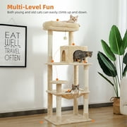 PAWZ Road Cat Tree 56 Sisal Scratching Posts Tower with Large Perch Hammock for All Indoor Cats,Upgrade Beige