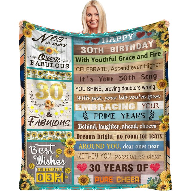 LHSHID 30th Birthday Gifts for Women Birthday Gift for 30 Year Old Woman Happy 30th Birthday Gifts for Her Birthday Decorations Gifts Throw Blanket 40"x50"