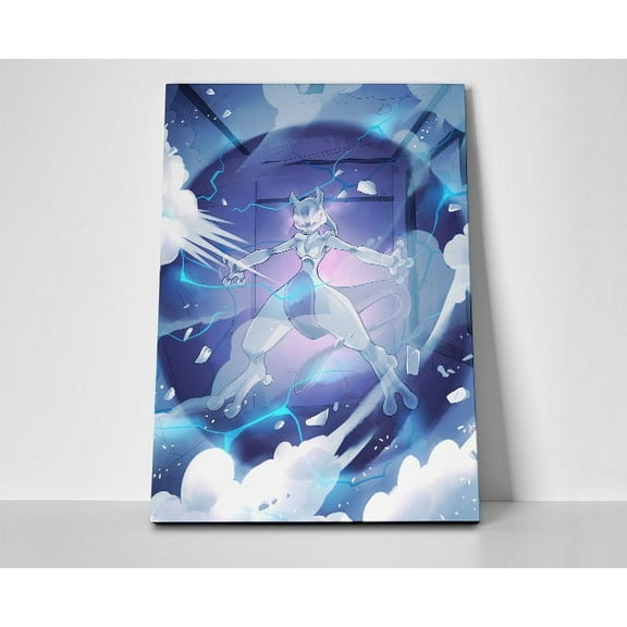 Mewtwo Pokemon Poster or Wrapped Canvas