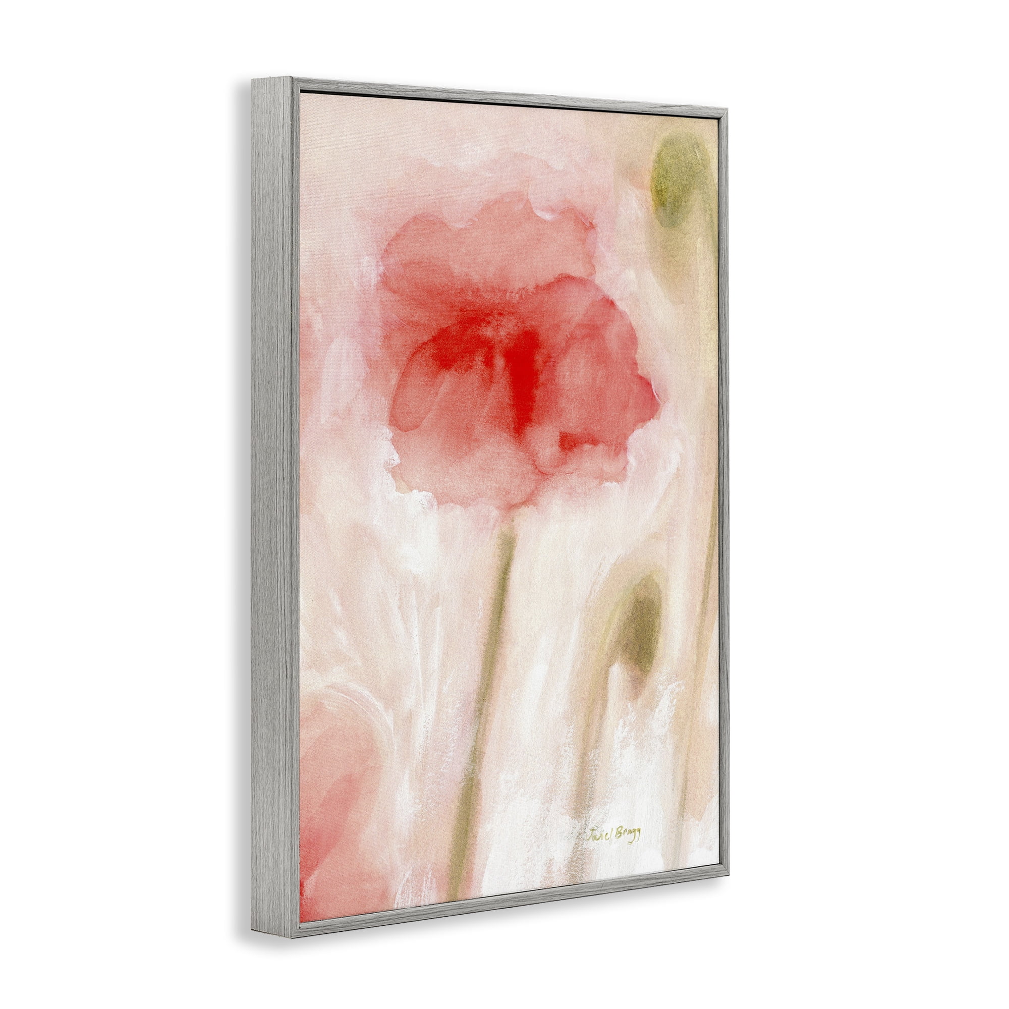 Stupell Industries Abstract Budding Flower Botanical & Floral Painting Gray Framed Art Print Wall Art, 16 x 24