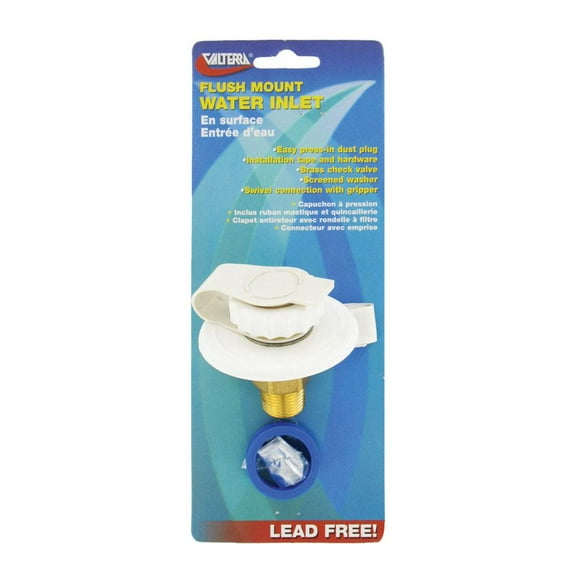 Valterra Products LLC A01-0170LFVP WATER INLET, 2-3/4IN PLASTIC FLANGE, WHITE, LEAD-FREE, CARDED / EA