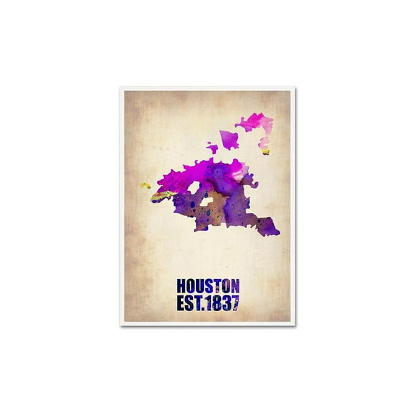 Trademark Fine Art "Houston Watercolor Map" Canvas Art by Naxart