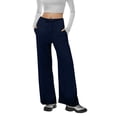 thumbnail image 4 of Neewe Womens Summer Casual Loose Striped Wide Leg Lounge Pants Casual High Waist Wide Leg Straight Loose Sweatpants-Navy S, 4 of 4
