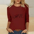 thumbnail image 4 of RKSTN Valentine's Gifts Women's 3/4 Sleeve T Shirts Top Oversized Crewneck Valentines Graphic Print Short Sleeve Shirt Womens Casual Solid Round Neck Loose Three Quarter Sleeve Shirt Spring Clothes, 4 of 7