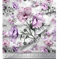 thumbnail image 1 of Soimoi Georgette Viscose Fabric Leaves & Anemone Flower Fabric Prints by Yard 42 Inch Wide, 1 of 1