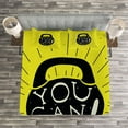 thumbnail image 3 of Ambesonne Fitness Quilted Bedspread Set 3 Pcs, Weight Kettlebell Text, King Size, Yellow Black Cream, 3 of 3