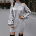 thumbnail image 2 of Fiaer Sweater Dresses for Women Turtleneck Long Sleeve Thermal Warm Loose Fit Casual Trendy Mini Dress Grey XL, 2 of 5