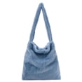 thumbnail image 1 of Bolsa Bolso de mano de felpa de color sólido para mujer. bolso de hombro grande informal de invierno (azul) Ehuebsd Nuevos Originales, 1 of 2