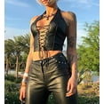 thumbnail image 2 of Zhuge Top tipo bustier de cuero sintético con tirantes finos ajustables para mujer, 2 of 5