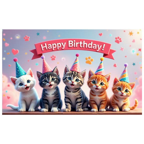 Cat Theme Banner Decorative Design Party Backdrop for Kids Birthday Celebration Indoor Decoration Photo Shoot