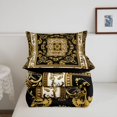 thumbnail image 5 of jejeloiu Rustic Baroque Queen Comforter Set For Men Women,Classic Print Comforter Sets Queen,Gold Black,Black Reversible,3pcs,1 Comforter and 2 Pillowcases, 5 of 7