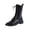 Black, variant on Women Boots Mid Calf Chunky Heel Round Toe Lace-Up Side Zipper Snow Boots Casual Comfortable Fashion Low Heel Short Bootie