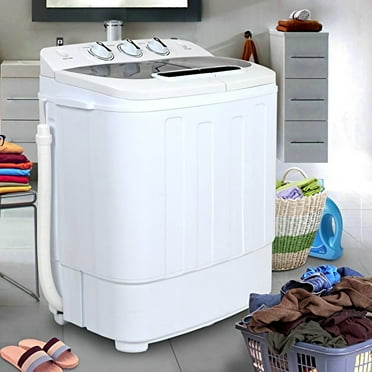 PINKYA Compact Twin Tub Washer & Spin Dryer – 13lbs Top Load Portable Machine – for Small Spaces, Apartments & Camping