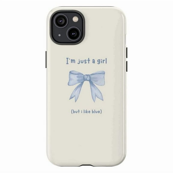 Minimalist iPhone Case – Soft Blue Bow Design on Cream Background, Protective Slim Cover for iPhone 16 15 14 13 12 11 Mini Pro Max
