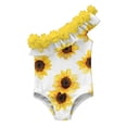 thumbnail image 5 of Odeerbi 1-5 Years Toddler Girls Hawaiian One-Piece Swimsuit One Shoulder Quick Dry Beach Swimwear Summer Ruffle Bathing Suit, 5 of 9