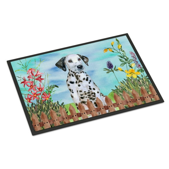 Carolines Treasures CK1270MAT Dalmatian Puppy Spring Door Mat Indoor Rug or Outdoor Welcome Mat 18x27 Doormat  27"L x