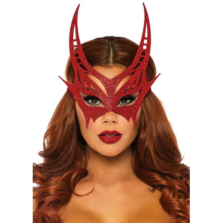Leg Avenue Women's Glitter Devil Mask, Red, O/S