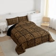thumbnail image 4 of Manfei Brown Cheetah Print Full Size Comforter Sets for Adult, Fashion Patchwork Buffalo Bedding Comforter Set, Romantic Anniversary Reversible Bedding Sets, Lightweight Room Decor, 3pcs, 4 of 9