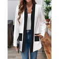 thumbnail image 6 of Long Sleeve - Collar Black and White Color Matching Jacket Outfit for Women Basic Fall Winter L, 6 of 9