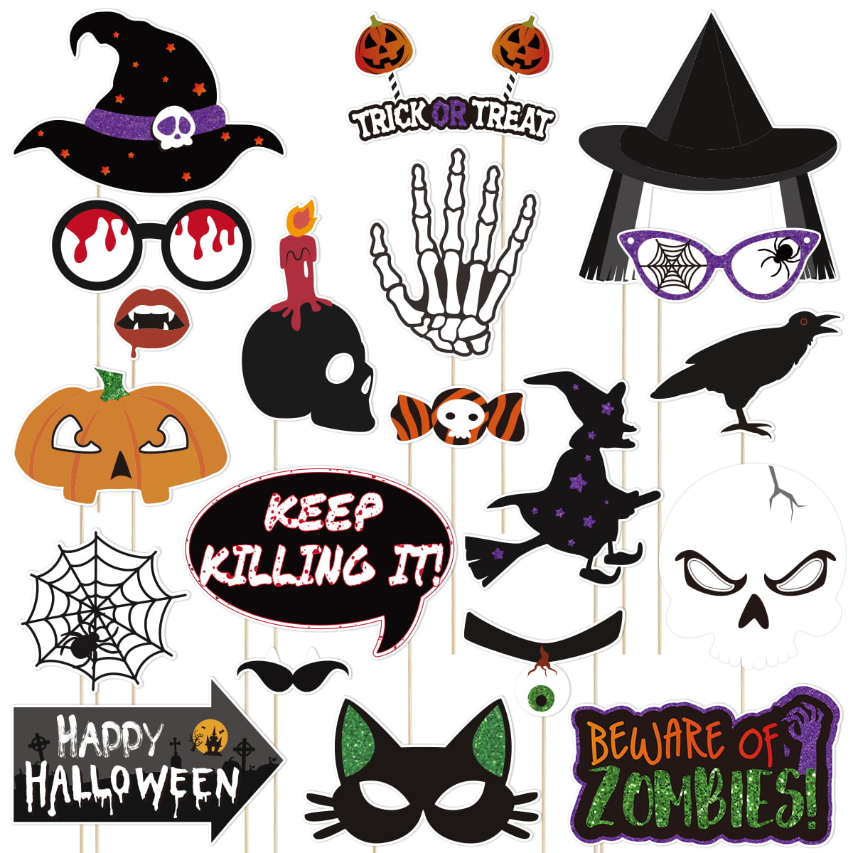 10pcs Halloween Party Photo Booth Props Birthday Party Games Decoration 