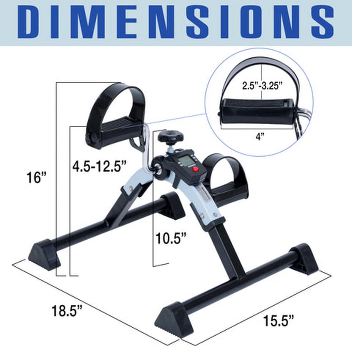 iLiving Under Desk Bike Pedal Exerciser with Electronic Display - Fully Assembled Folding Exercise Equipment, Mini Bike for Legs and Arms Workout, Portable and Easy-to-Use with LCD Screen