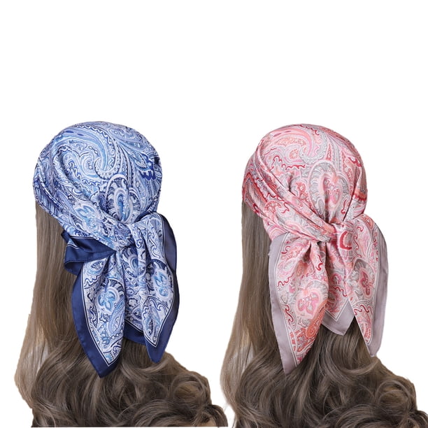 Pañuelos de seda para mujer, pañuelos retro para hombre, pañuelos de satén para el pelo, pañuelos cuadrados de seda para el cuello