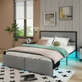 thumbnail image 1 of Gymax Queen Size Bed Frame w/ 2 Storage Drawers LED Lights Slats Support Modern, 1 of 10