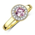 thumbnail image 4 of RYLOS Rings for Women 14K Gold Plated Silver Halo Birthstone Ring with Round 4MM Gemstone &  Diamonds October Pink Ice Jewelry Size 5, 4 of 8